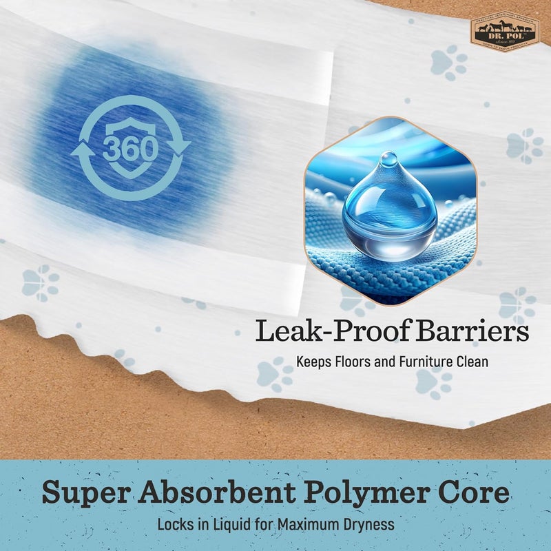 Dr. Pol Dog Diapers for Male Dogs | Disposable Pet Diapers with Wetness Indicators | Adjustable Fit | Leak Protection & Super Absorbent | Perfect for Heat Cycles & Training Accidents | Pack of 50 - Image 4